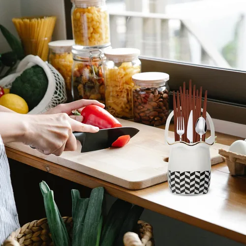 Vista 7 de Organizador de utensilios de cerámica: Cubertería de cocina Cubiertos Vajilla Contenedor Soporte Palillos Cesta de almacenamiento Taza para Cuchara