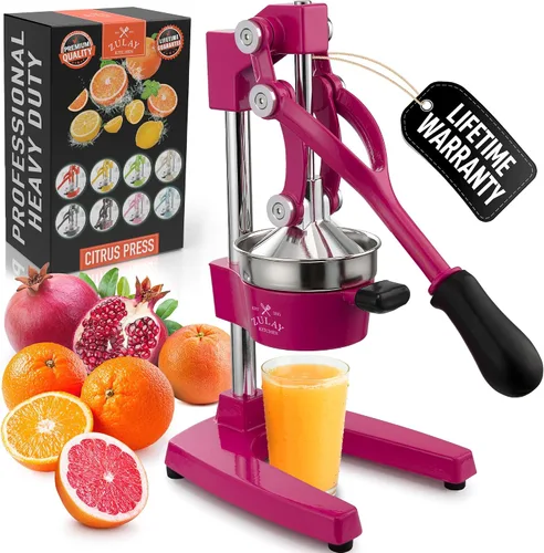 Vista 33 de Zulay Kitchen Exprimidor de hierro fundido, exprimidor manual resistente con coladores desmontables para una fácil limpieza, prensa de jugo