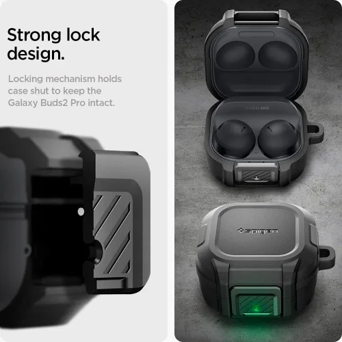 Vista 4 de Spigen Lock Fit - Funda diseñada para Galaxy Buds Core (2025) / FE (2023) / Buds2 Pro (2022) / Buds 2 (2021) / Buds Pro (2021) / Buds Live (2020)