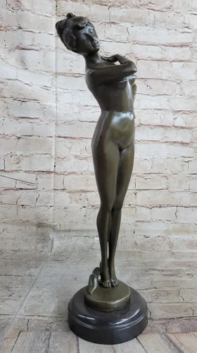 Vista 2 de EUROPEAN BRONZE Handcrafted Bronze Sculpture Sale Art Patoue Jean Artist French by Woman Nude Brilliance Hot Cast Handmade Art Noveau