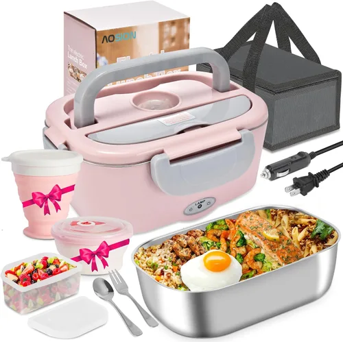 Vista 11 de AOSION Lonchera Eléctrica para Adultos, Lonchera Térmica 3 EN 1 con Contenedor de 1.5L, Lonchera Eléctrica Portátil de 80W, Calentador de Alimentos
