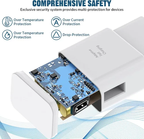 Vista 3 de Cargador rápido para Samsung 6 pies tipo C cable de carga rápida con teléfono Android USB bloque de cargador de pared para Samsung Galaxy S10 9 8