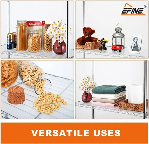 Vista 3 de EFINE - Estantería cromada de 5 estantes con 5 estantes, estantes ajustables de alambre de acero resistente NSF, capacidad de carga de 350 libras