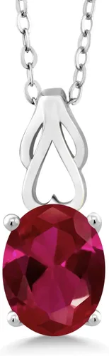 Vista 145 de Gem Stone King Collar de plata de ley 925 con piedra natal ovalada de 0.354 x 0.276 in Collar con colgante solitario para mujer Con cadena