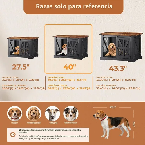 Vista 5 de Muebles de jaula para perros de 40 pulgadas con puertas correderas para Negro