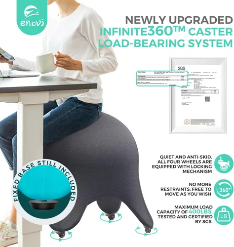 Vista 5 de Silla Original de Bola Estrella de Mar, Silla de Bola de Yoga, Silla de Bola de Ejercicio, Diseño Ergonómico para Escritorio de Oficina en Casa Azul