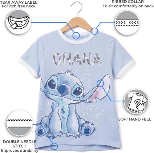 Vista 5 de Disney Camiseta Lilo & Stitch Ohana delantera y trasera para niña