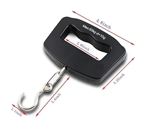 Vista 8 de Báscula de equipaje, mango grande, báscula electrónica de equipaje, transporte de alta precisión, 110 lbs50 kg, gancho gira 360, equipaje