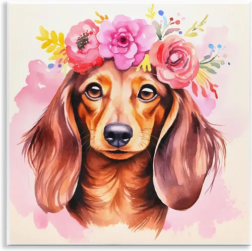 Vista 15 de Stupell Industries 'Retrato abstracto de perro' Arte de placa de pared Stupell Industries 12 x 12 pulgadas, fácil de colgar y resistente