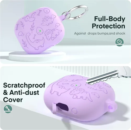 Vista 3 de Maxjoy Funda compatible con Samsung Galaxy Buds 3 Pro / Galaxy Buds 3 (2024), funda protectora de silicona grabada para Galaxy Bud 3 para mujeres