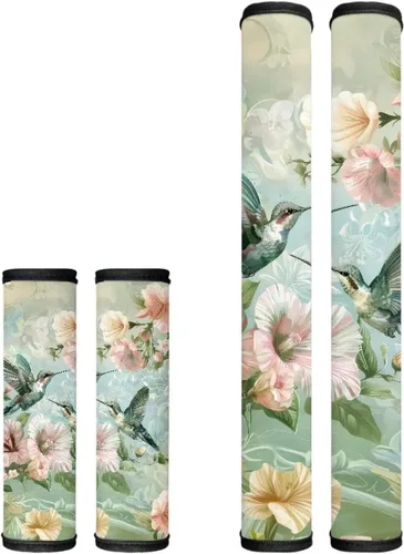 Vista 26 de Juego de 4 fundas protectoras de repuesto para manija de puerta de refrigerador con temática de té de la tarde para microondas, horno, refrigerador