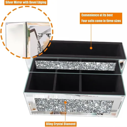 Vista 3 de GOTHICO Soporte remoto con espejo, montado en la pared o en la mesa, organizador de decoración de diamantes para almohadilla de teléfono remoto