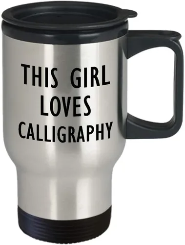 Vista 2 de Gifts for Calligraphy Lover Travel Mug Insulated Coffee Tumbler - Calligrapher Writing Lettering Visual Art Design Artist Hobby Passion Hobbyist