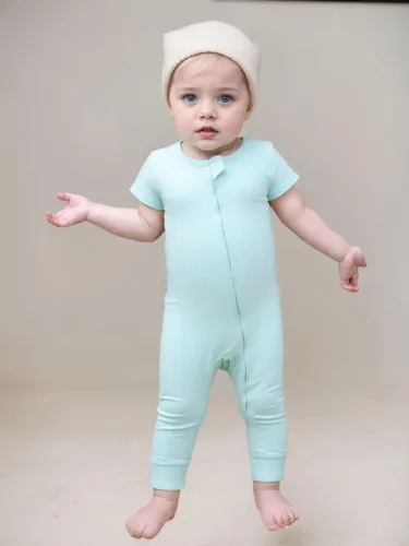 Vista 6 de Aablexema Pijama de manga corta de rayón de bambú para bebé, sin pies, cremallera de 2 vías, para verano, 0-24 meses