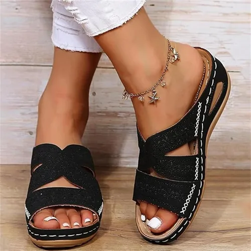 Vista 3 de Sandalias ortopédicas para mujer con soporte de arco para el verano, sandalias elegantes de verano con pies planos, cómodas pantuflas ortopédicas