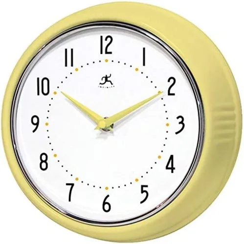 Vista 10 de Infinity Instruments Reloj de pared retro, reloj cuadrado de 9 pulgadas, silencioso sin tictac, moderno de mediados de siglo, reloj de cocina, reloj