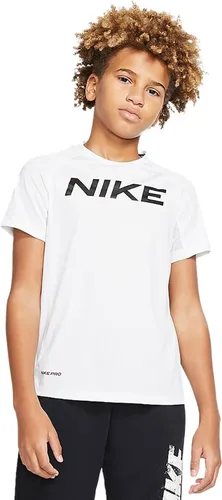 Vista 2 de Nike Kids Boy's Pro Short Sleeve Fitted Top (Big Kids) WhiteBlack