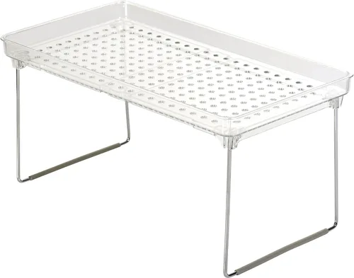 Vista 7 de madesmart Estante de almacenamiento apilable mediano para armarios o mostradores, estante plegable de plástico para organización del hogar