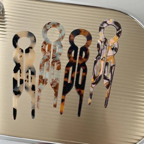 Vista 4 de 4 horquillas francesas en forma de U para mujer, pinzas de acetato para cabello grueso, fino y fino, pasadores decorativos para moño en negro