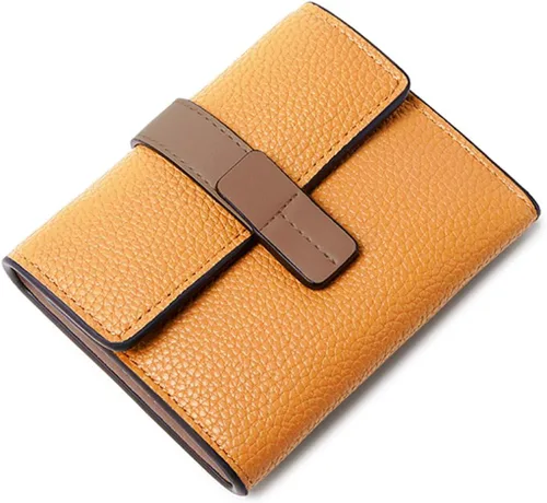 Vista 3 de AOXONEL Billetera pequeña de cuero para mujer, billetera Rfid para mujer, billetera triple plegable, compacta con ranuras para tarjetas y bolsillo