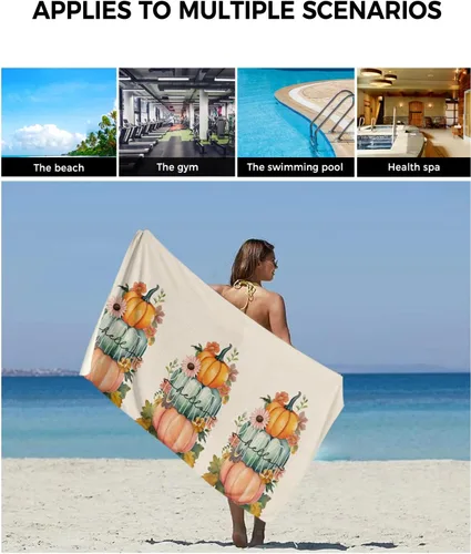 Vista 6 de Harvest Pumpkin Bath Towels for Bathroom Set - Luxury Towels Gifts for Women,Quick Dry Beach Kitchen Hand Hair Face Yoga Workout Gym Towel and Dish