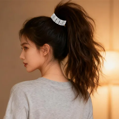 Vista 3 de 3 ligas elásticas para el cabello con diamantes de imitación para cola de caballo, accesorios para el cabello para mujeres y niñas