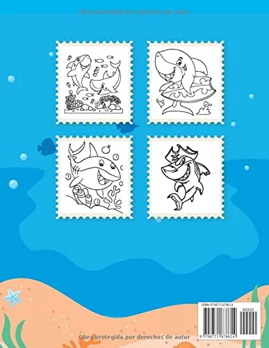 Vista 2 de tiburón Libro de Colorear para Niños Libro para colorear con divertidas, lindas y serias ilustraciones de tiburones para niños, niñas y niños y Niño