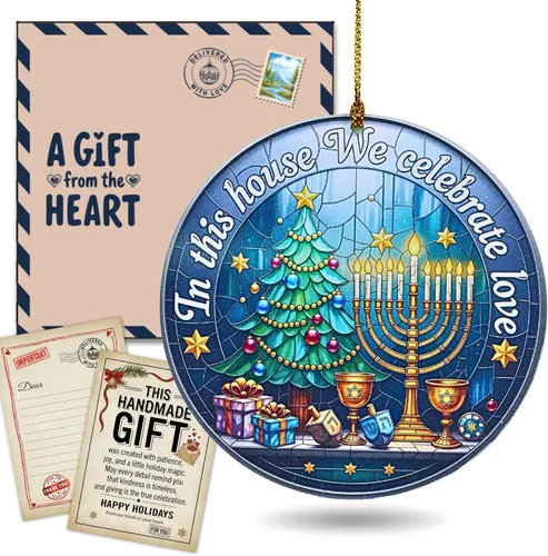 Vista 11 de Adorno de mano de Hamsa, regalo de Judaica, estrella de David Hanukkah, decoración de pared de Hamsa, regalos de Hanukkah, adorno para automóvil