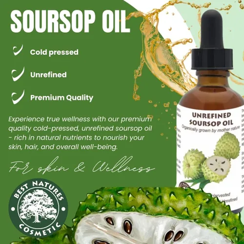 Vista 2 de Aceite de guanábana virgen (Anona Muricata, Graviola, Guanabana) – 100% puro, orgánico, prensado en frío, sin refinar – 1 oz – 1.0 fl oz – Aceite