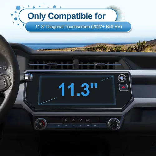 Vista 2 de Protector de pantalla Chevy Bolt 2027 para Chevy Bolt (LT/RS) Pantalla táctil diagonal de 11.3 pulgadas, vidrio templado 9H 2027 Bolt EV, accesorios