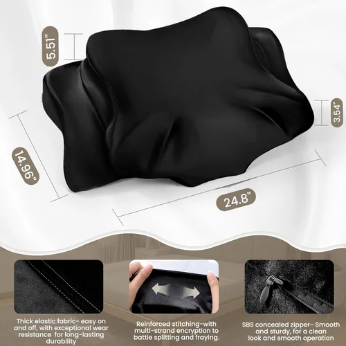 Vista 2 de Funda de almohada de satén grueso, funda de almohada elástica de 16 x 24 pulgadas para almohada cervical o almohadas de espuma viscoelástica
