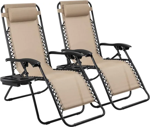 Vista 13 de Devoko Patio Zero Gravity Chair - Silla plegable para exteriores, sillas reclinables ajustables para uso junto a la piscina, silla lounge de jardín