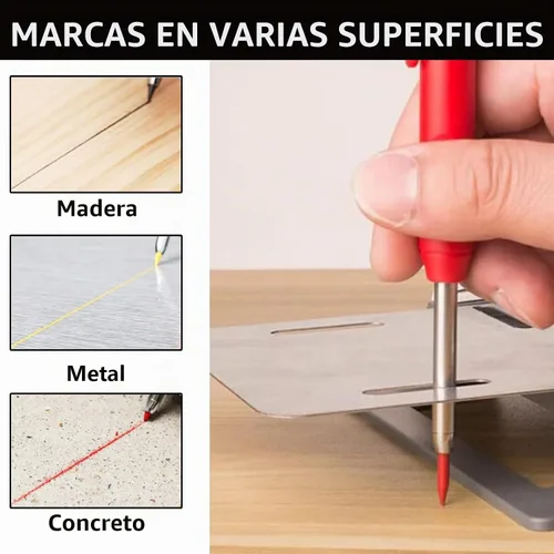Vista 3 de greywolf Paquete de 2 lápices de carpintero, lápices de carpintero resistentes con 14 repuestos, marcadores automáticos de punta larga con afilador