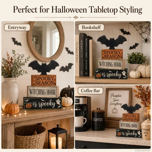 Vista 6 de Decoración de mesa de murciélago de Halloween para interiores, decoraciones