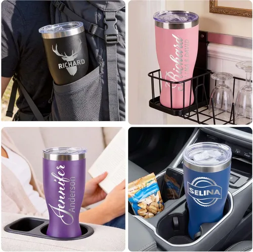 Vista 8 de Vaso de café aislado personalizado con nombre de texto, número de equipo, vaso de acero inoxidable grabado de 16 onzas, regalo personalizado