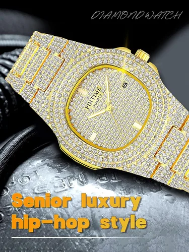 Vista 3 de FANMIS Reloj de lujo unisex pavimentar diamantes de cristal flotante calendario digital de cuarzo reloj de vestir de negocios reloj puntero luminoso