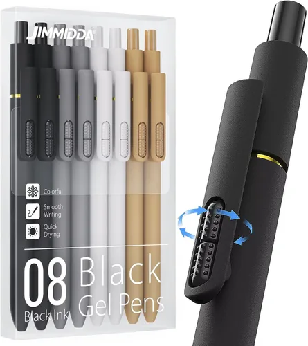 Vista 12 de 16 bolígrafos de gel negros - 0.7mm de punta media, bolígrafos de tinta negra Escritura suave - Bolígrafo retráctil de secado rápido para hombres