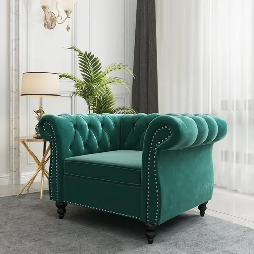 Vista 15 de AVZEAR Silla de Acento para Sala de Estar, Silla de Sofá Tapizada Silla de Sofá Individual con Respaldo Acolchado, Silla de Sofá Chesterfield