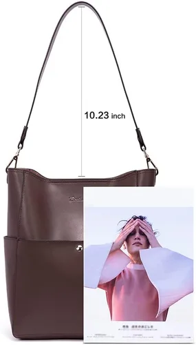 Vista 5 de Bostanten Bolsas de cuero para hombro, tipo balde, para mujer