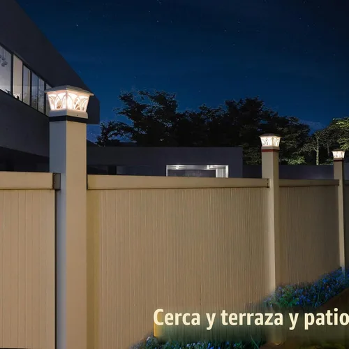Vista 8 de VOLISUN - Luces solares para poste de valla, LED Edison con 2 modos, paquete de 4 unidades, blanco pizarra