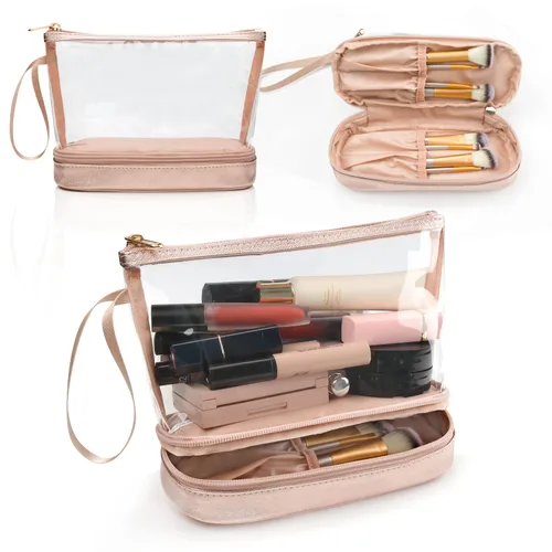 Vista 16 de Ethereal Bolsa de maquillaje de viaje, bolsa de cosméticos transparente, organizador de maquillaje, bolsa de aseo aprobada por la TSA, bolsa