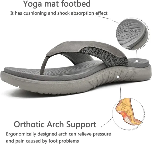 Vista 5 de ONCAI Chanclas para hombre con puntera abierta tirantes atléticos ortopédicos de verano fascitis plantar sandalias deportivas con cojín suave
