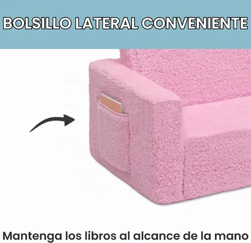 Vista 5 de Delta Children Cozee - Sofá convertible 2 en 1 de sherpa abatible para niños, color rosa
