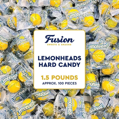 Vista 2 de Lemon Candy - Bolsa de 1.5 libras, caramelos duros de limón originales envueltos individualmente (Approx. 100 Pieces), Original Lemon Hard Yellow