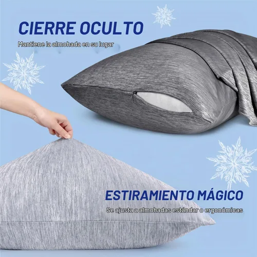 Vista 6 de Fittia Fundas de almohada refrescantes para personas que duermen con calor, paquete de 2 de tamaño estándar, fundas de almohada transpirables