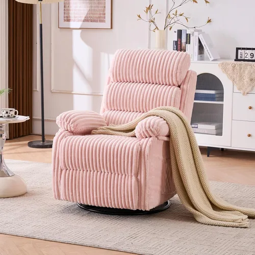 Vista 12 de Silla mecedora reclinable de 360° para adultos, silla reclinable para cuarto de bebé con bolsillo lateral, un cómodo sillón de sofá individual