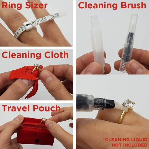 Vista 2 de Chrome Cherry Ringo - Ajustador de tamaño de anillo invisible para anillos sueltos paquete de 20 kit de cuidado