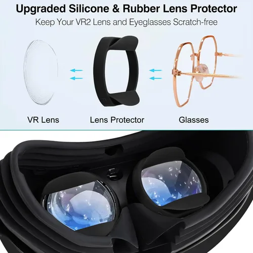 Vista 2 de PECOOVR Rubber Lens Protector for PlayStation VR2 Accessories, Silicone Insert Spacer for PSVR2, Anti-Scratch Glasses Bumper for PS5 VR2 Prevent