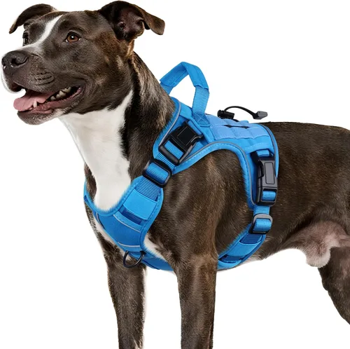 Vista 11 de WINGOIN Arnés táctico negro para perros pequeños, arnés resistente sin tirones con asa, arnés militar reflectante ajustable K9 para mascotas