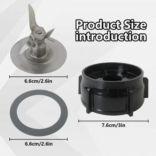 Vista 3 de Repuesto para Oster Osterizer Blender Ice Blade Acero Inoxidable, Kit de Reparación de Mezcla con Base de Tarro de Licuadora y Anillo de Sellado
